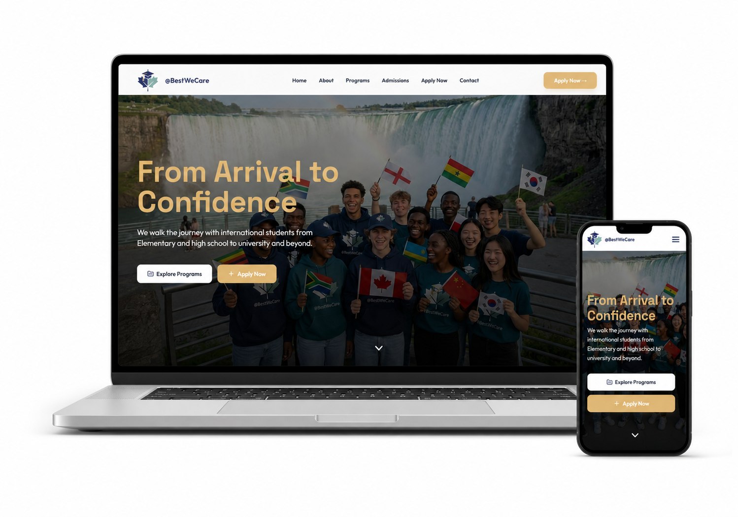 BestWeCare Canadian responsive website displayed on a MacBook and iPhone